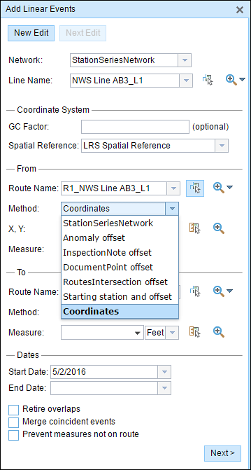Method options Method options